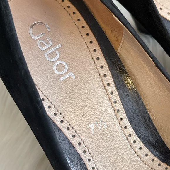 Gabor Black Suede Almond Toe Pumps 10 - Picture 9 of 12